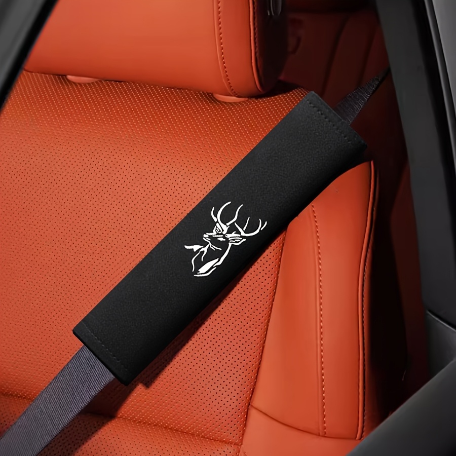 TEMU 1pc Embroidered Deer Head Seat Belt Shoulder Pad - Suitable For , Deer-themed Car Interior Decoration, Fit For Seat Belts, For Vehicle Shoulder