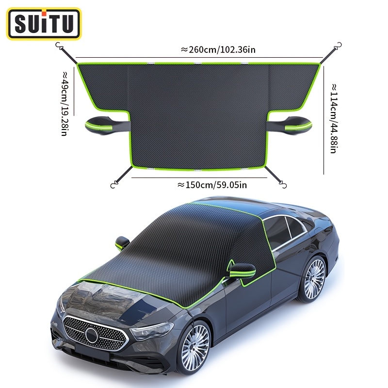 E-shop Magnetische Autosonnenschutzblende für die Windschutzscheibe, Dickes Oxford-Gewebe, Langlebig, Faltbar, , Reflektierende Streifen für den