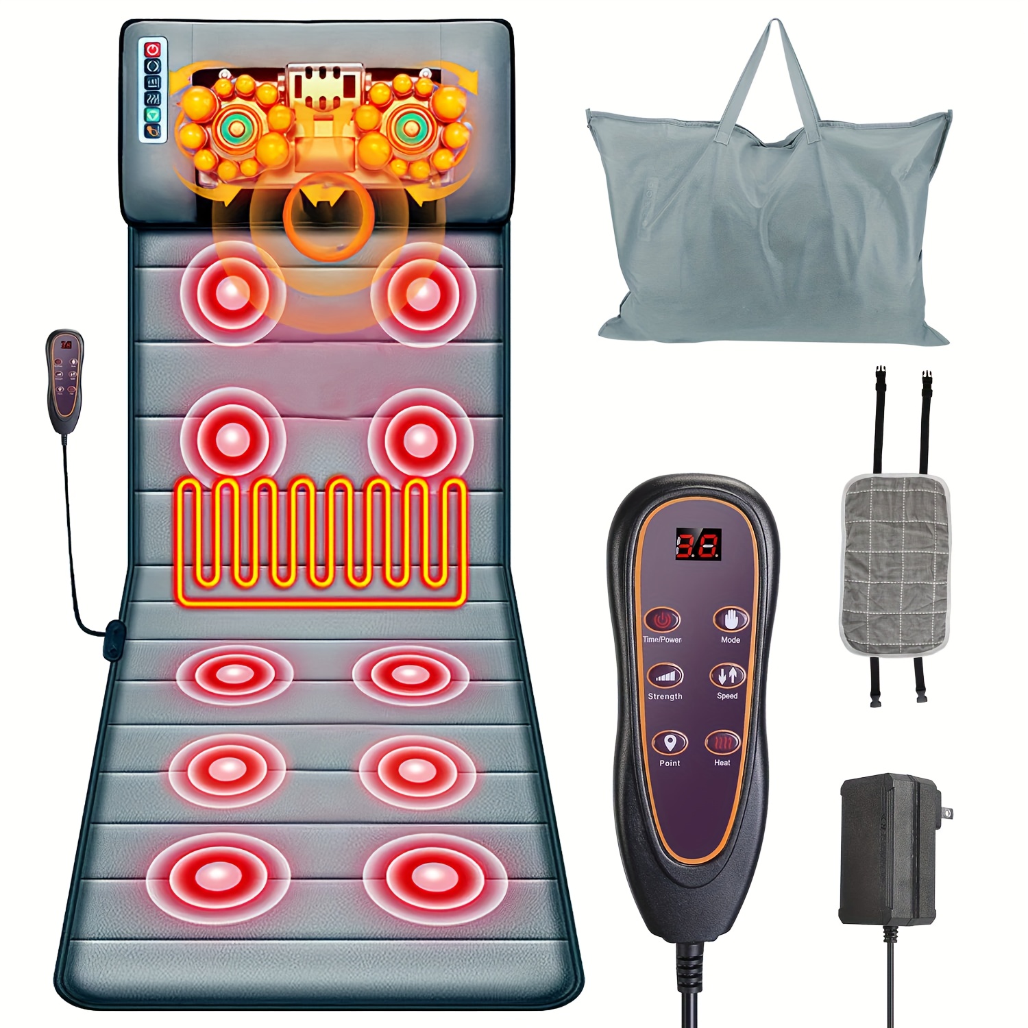9 Vibration Full Body Massage Mat with Heat – Acupressure Shiatsu Massage Pad with Back Heating Function, Neck & Back Relaxation Cushion for Home, Office & Travel — Zaynora Luxury Marketplace