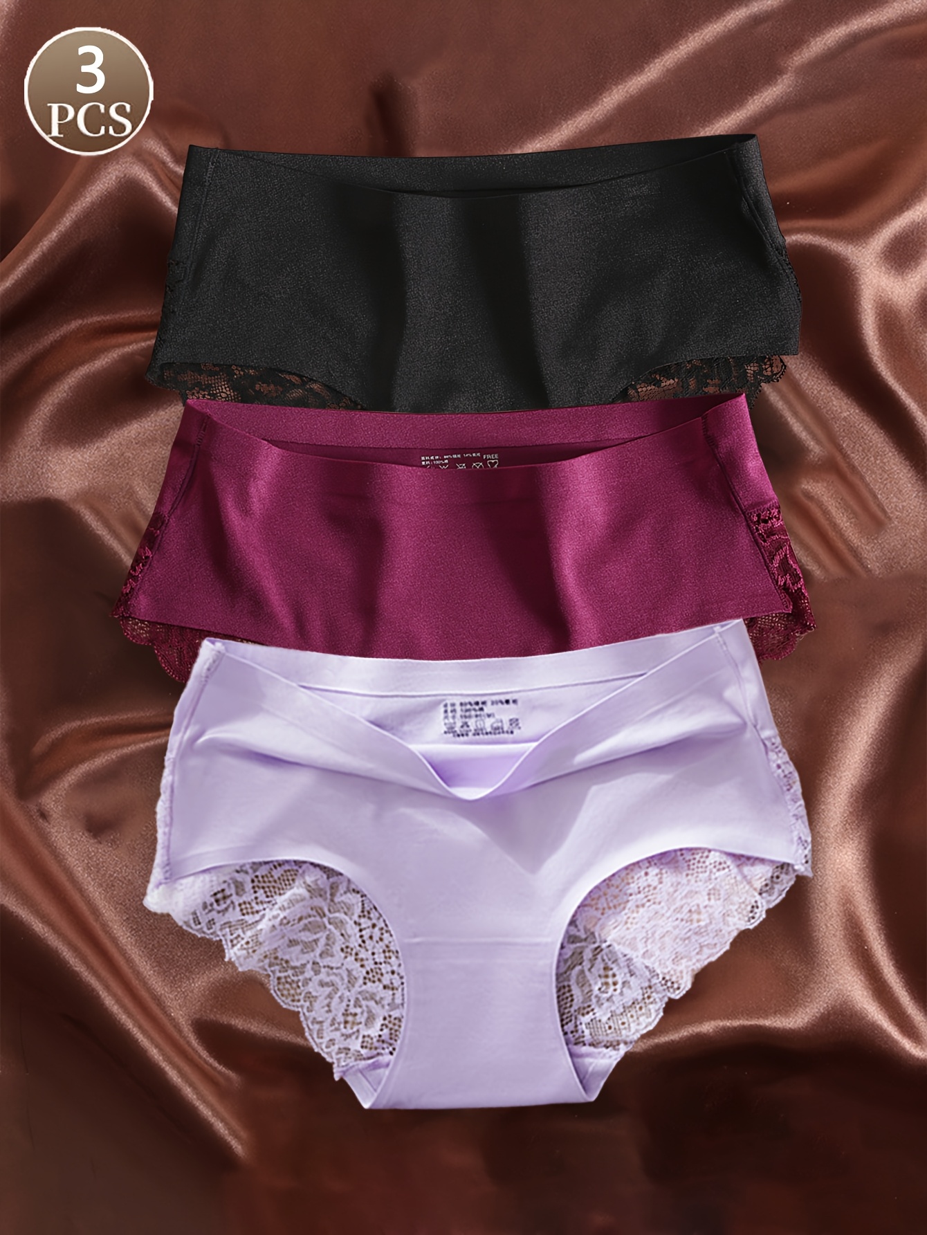 Encaje Ropa Interior De Seda Para Dama Piezas Ropa Interior Satinada Mujer  Bragas Encaje Temu Colombia