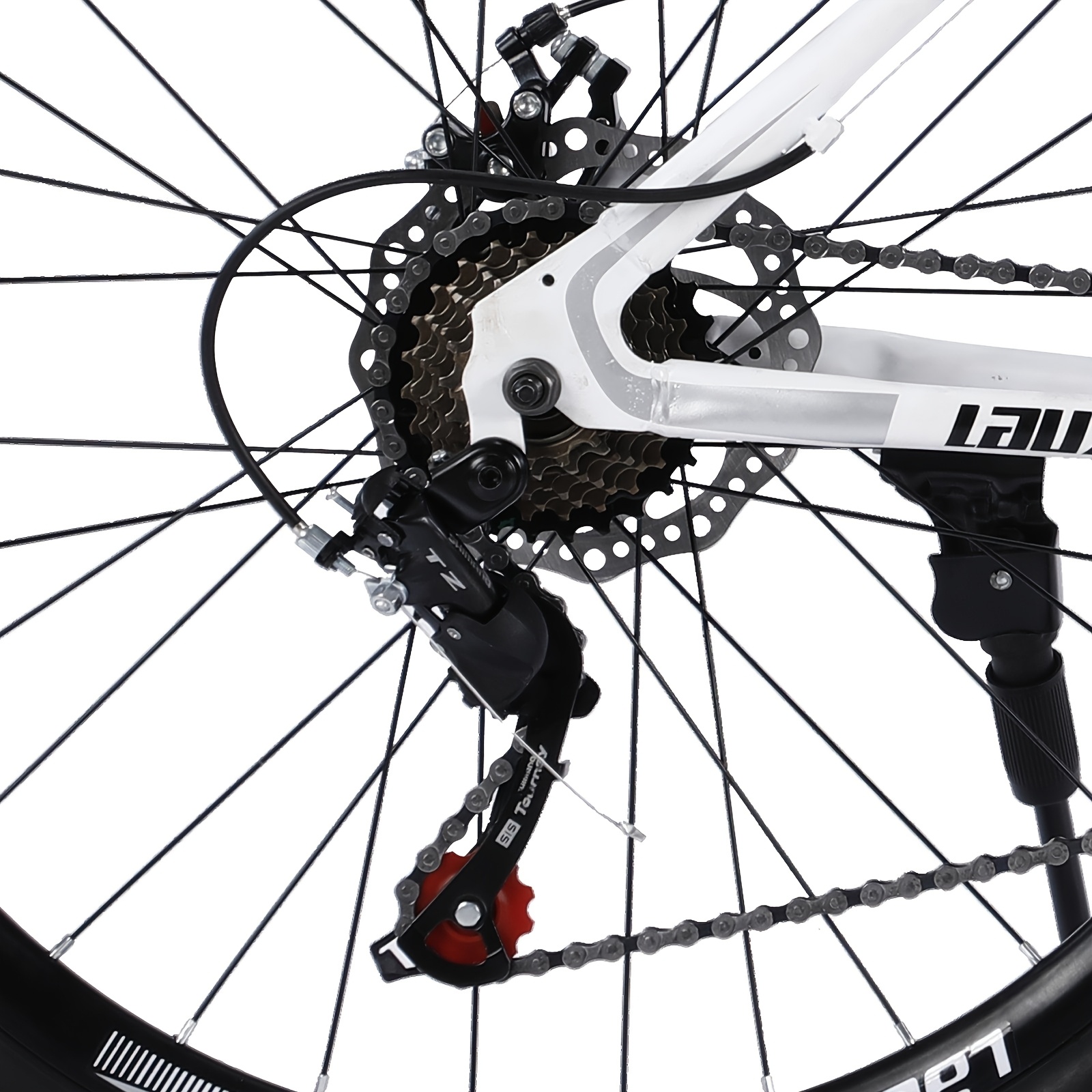 Lauxjack Classic White Mountain Bike - 26 & 69.85 cm, 21-Speed, Adjustable with Front & Rear Disc Brakes,, Aluminum Alloy Wheels, Full Suspension, Includes Mudguards - Ideal for Men & Women, Allterrain Cycling| Bicycle|Aluminum Alloy Bike