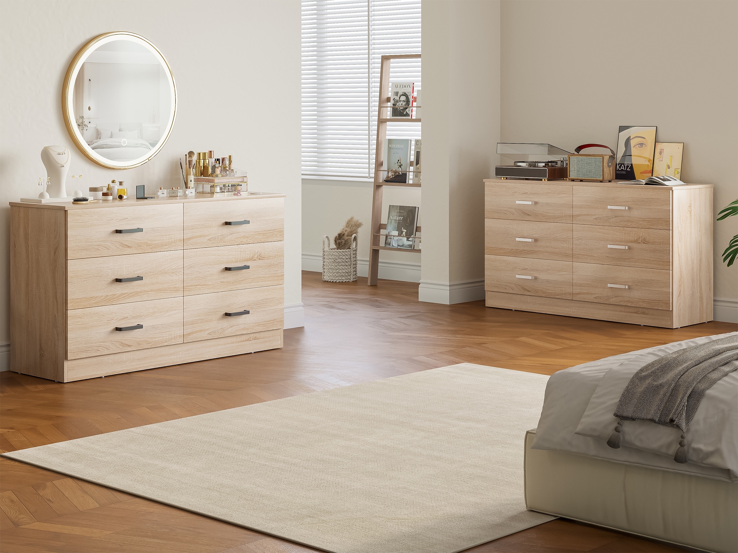A Six-Drawer Dresser Designed for The Bedroom Featuring Spacious Drawers, Substantial Wooden Dressers, And a Chest of Drawers, Ideal for Modern Closets And Living Rooms