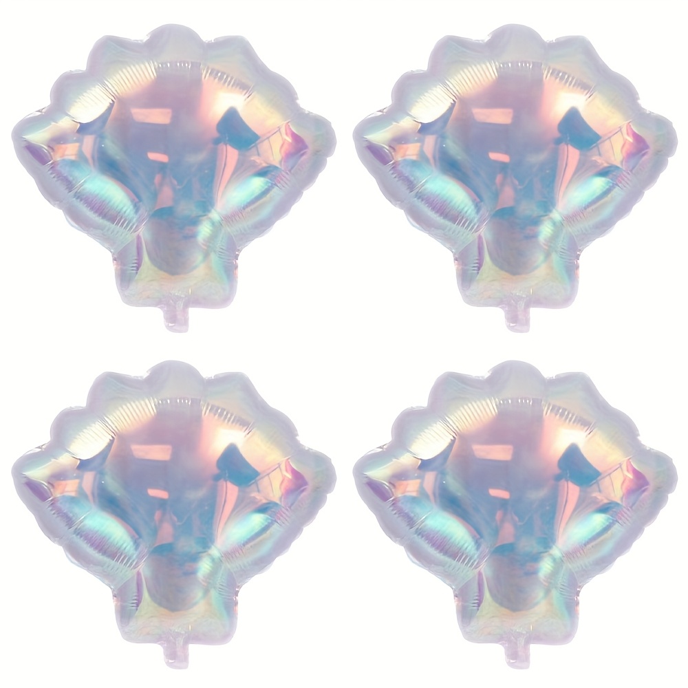 Set Of 4 Colorful Shell-shaped Foil Balloons, Perfect For Ocean-themed Birthday Parties, Summer Gatherings, Beach Parties, And Hawaiian-themed Events