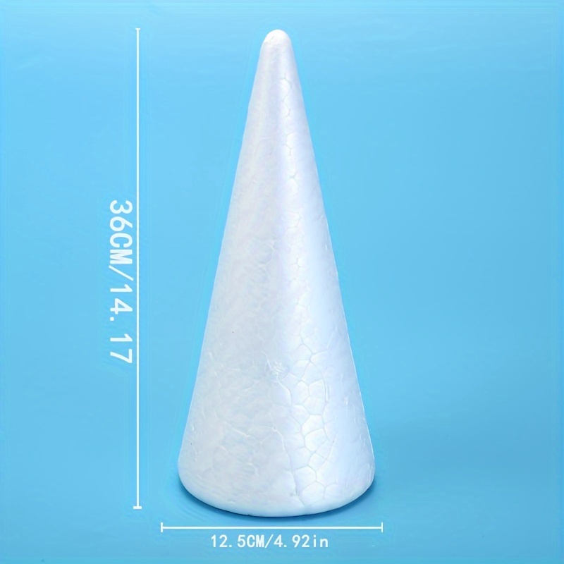 

2pcs Cones en Mousse Blanche 14.17" - Fournitures de Bricolage pour Sapin de Noël, Décorations de Mariage & Créatifs