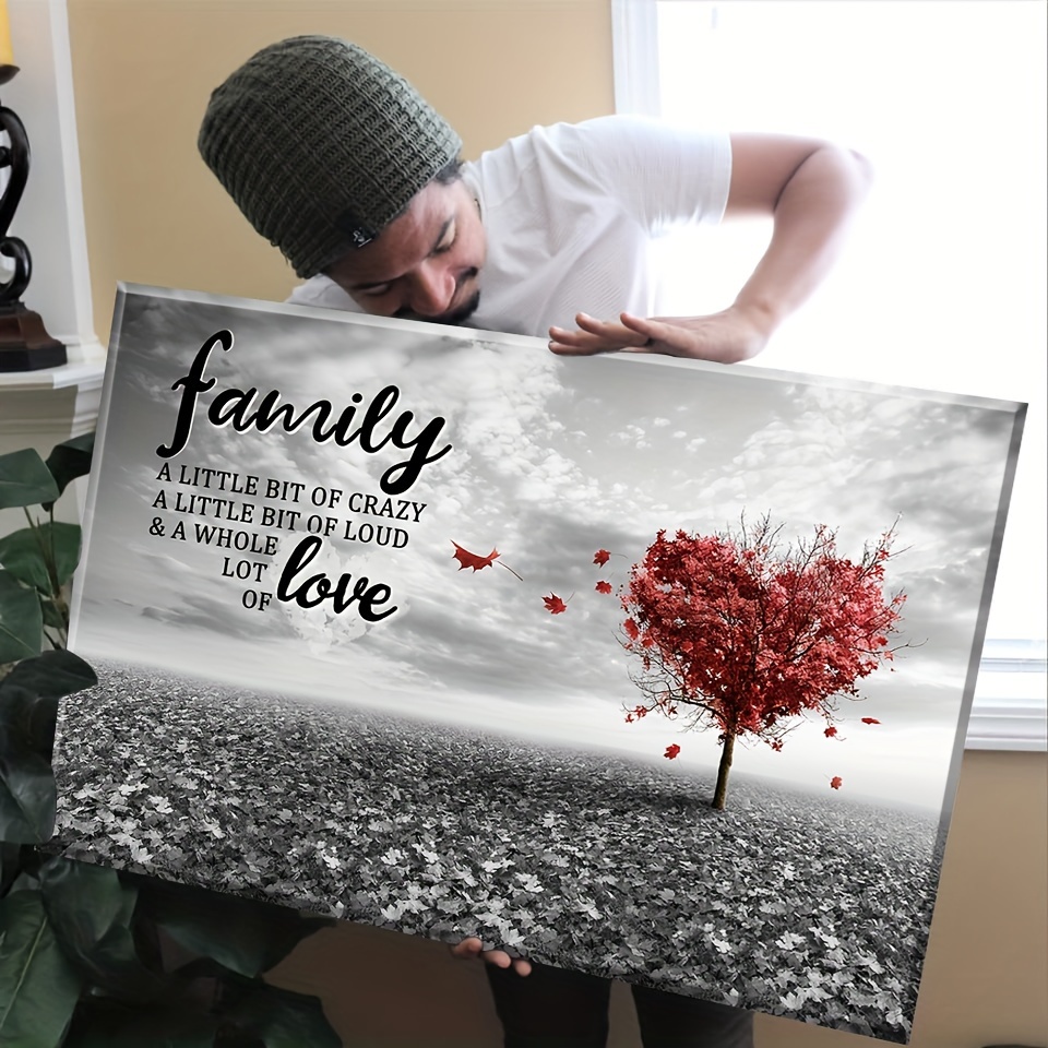 

1pc Framed Painting Love Tree Family Love Canvas Posters And Prints Wall Art Pictures With Frame For Living Room & Bedroom, Home Decoration, Festival Gift For Her/him, Ready To Hang