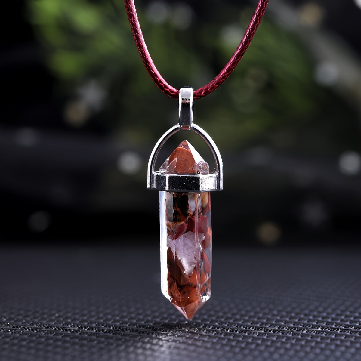 12pc Multi-Color Resin Hexagon Pendant Necklace Set