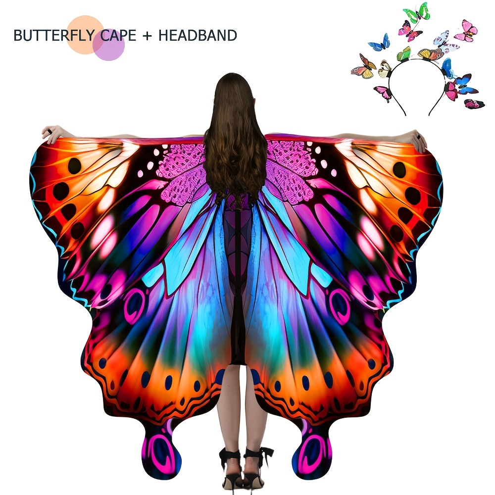 Image of Ladies Costume Set Polyester Cape & Handmade Headband, Fantasy Outfit, Adjustable For Halloween Christmas Birthday Carnivals, Stylish Cosplay Accessories For Women Adults, Festival Party Wear
