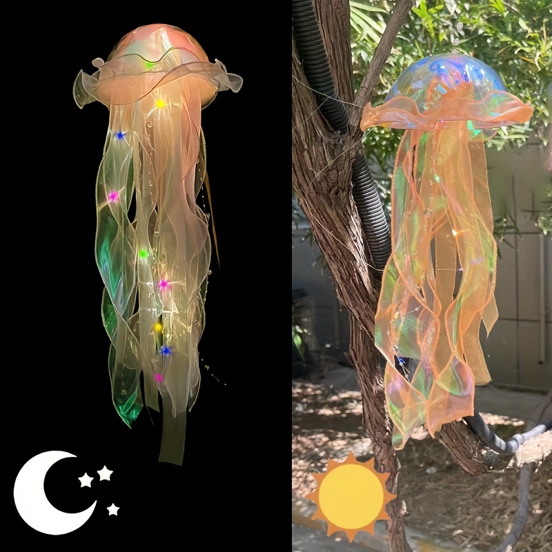 

2-pack Led Jellyfish Hanging Lights, Color-changing Battery Operated Garden Decor, Plastic Outdoor Lanterns With Included Button Batteries, No Remote Control