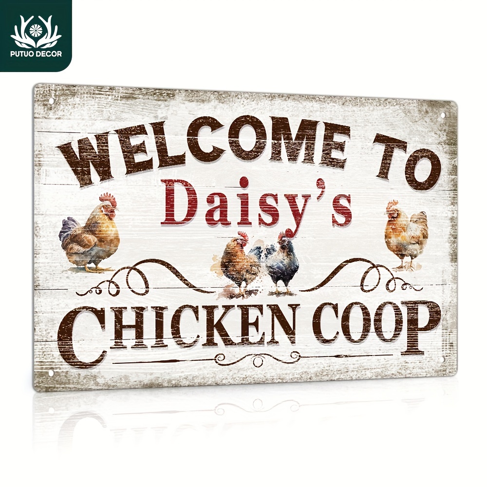 

Putuo Decor Personalized Metal Tin Sign - Customizable Welcome To Chicken Coop Plaque, Vintage Wall Decor For Home, Farmhouse, Henhouse, Pheasantry - Multipurpose Wall Hanging, English Text