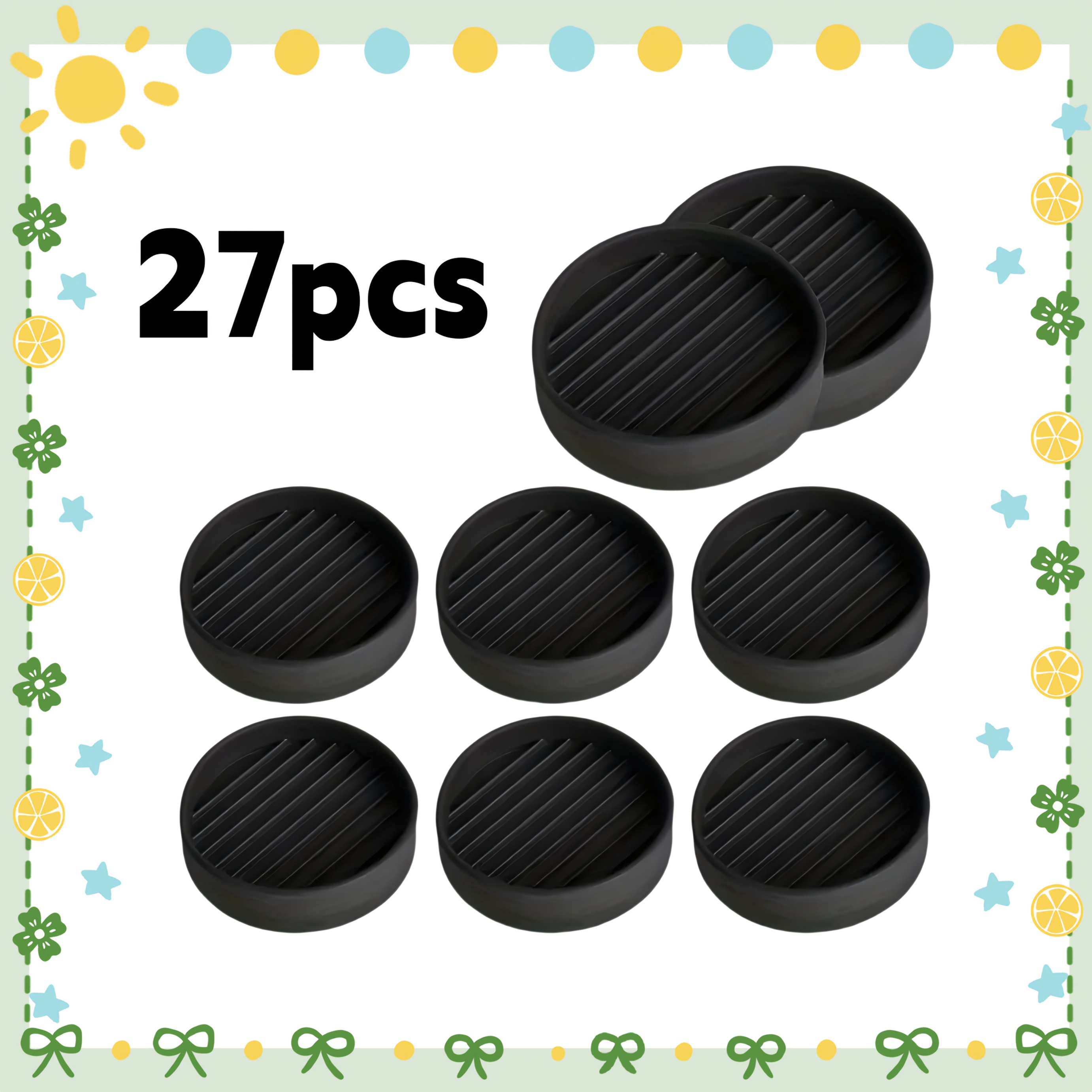27pcs Black Non-Slip Rubber Furniture Pads - 5.08cm Round Sofa Chair Leg Covers for Hardwood Floors, Scratch & Wear Resistant Floor Protectors, Chair Leg Floor Protectors