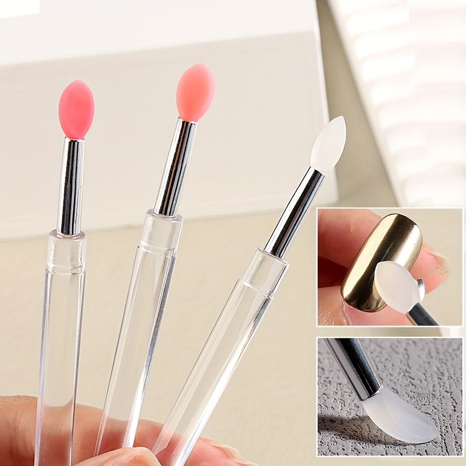 

5pcs Silicone Nail Art Brushes, Reusable Nail , Silicone Nail Brush, Chrome Glitter Mirror Powder Pigment Applicator Sticks, Lipstick Eyeshadow Brush, Makeup Brushes Nail Art Tools