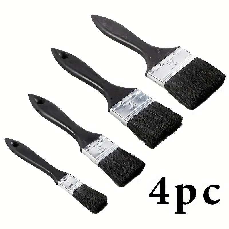 TEMU 4-pack Flat Paint Brushes-for Latex, Stain&all Paints-&outdoor Projects-durable Plastic Handle, Easy Clean-boar/synthetic