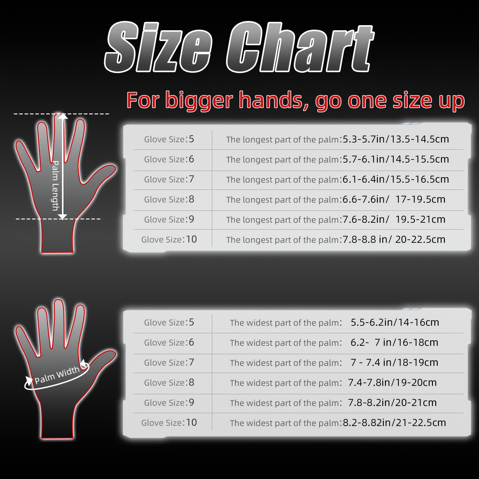 hand size soccer glove size chart