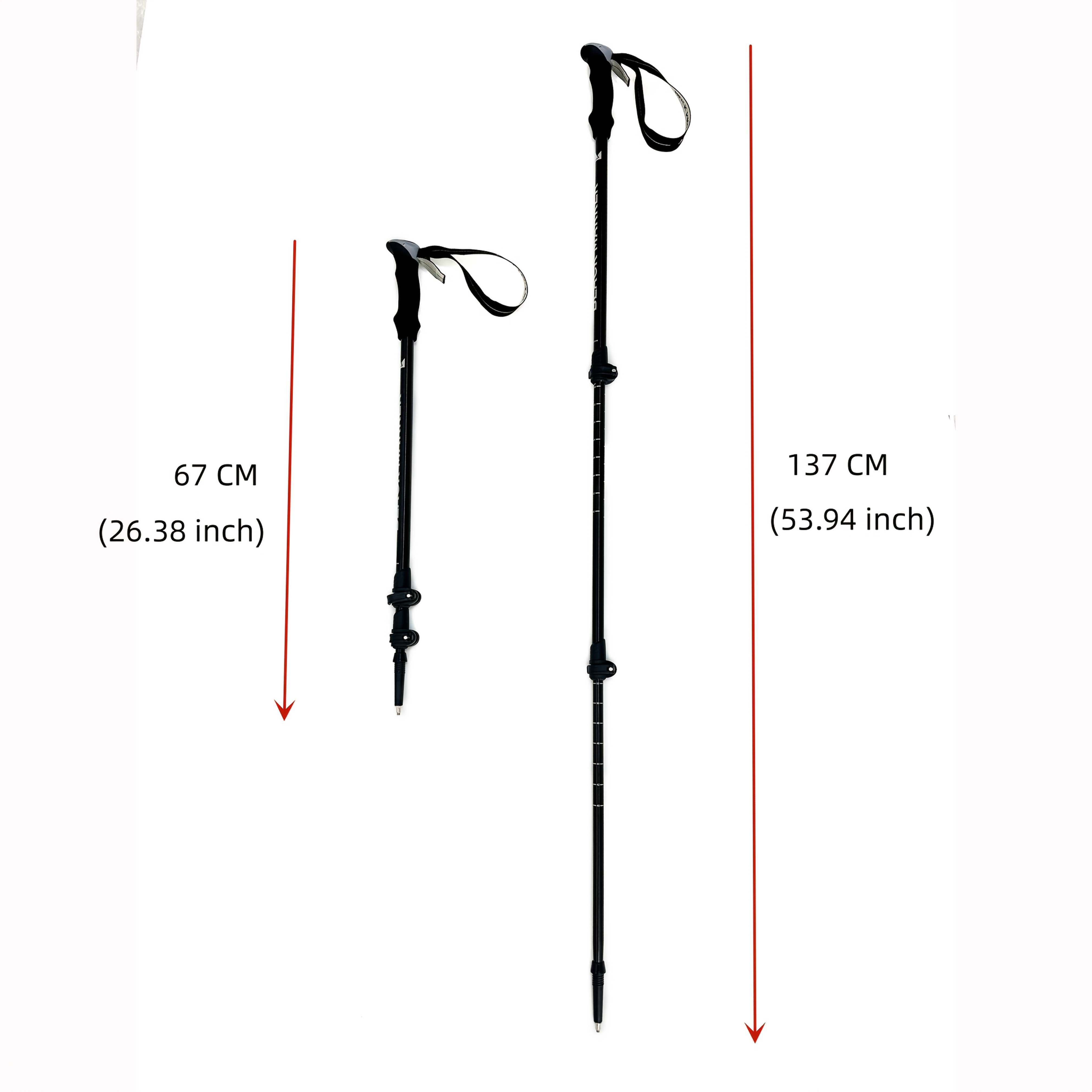 2pcs Adjustable Aluminum Alloy Trekking Poles for Hiking