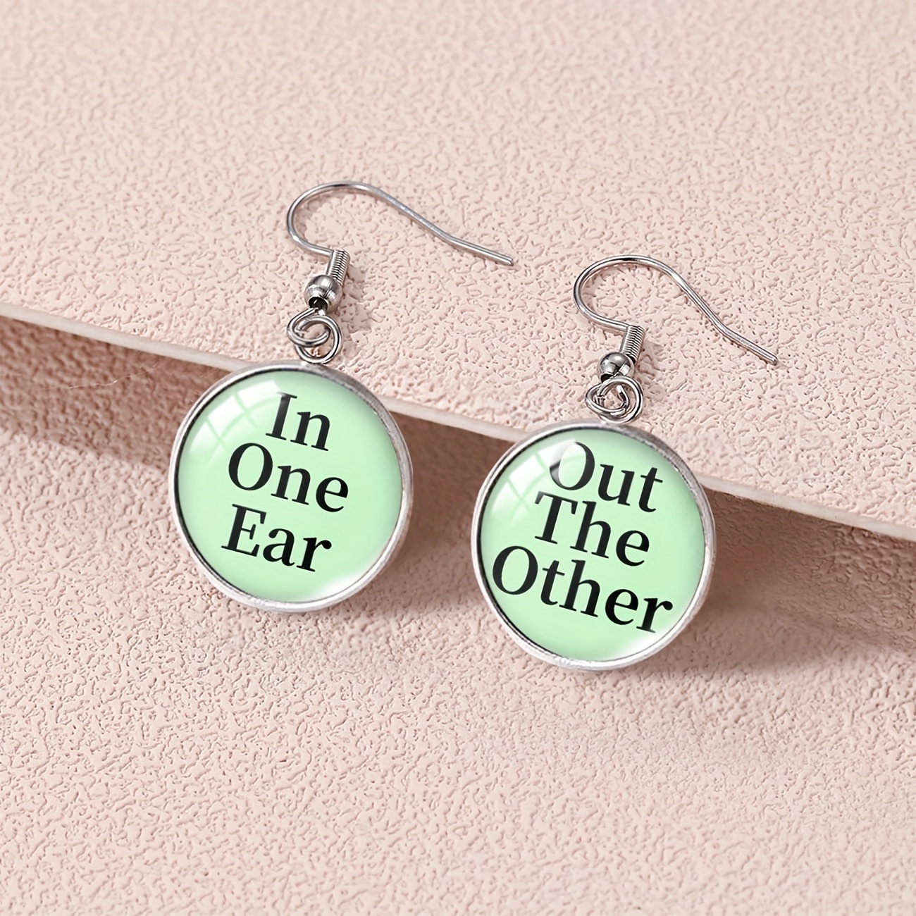 

1pair Funny Slangs Round Dangle Earrings, Holiday Party Gift