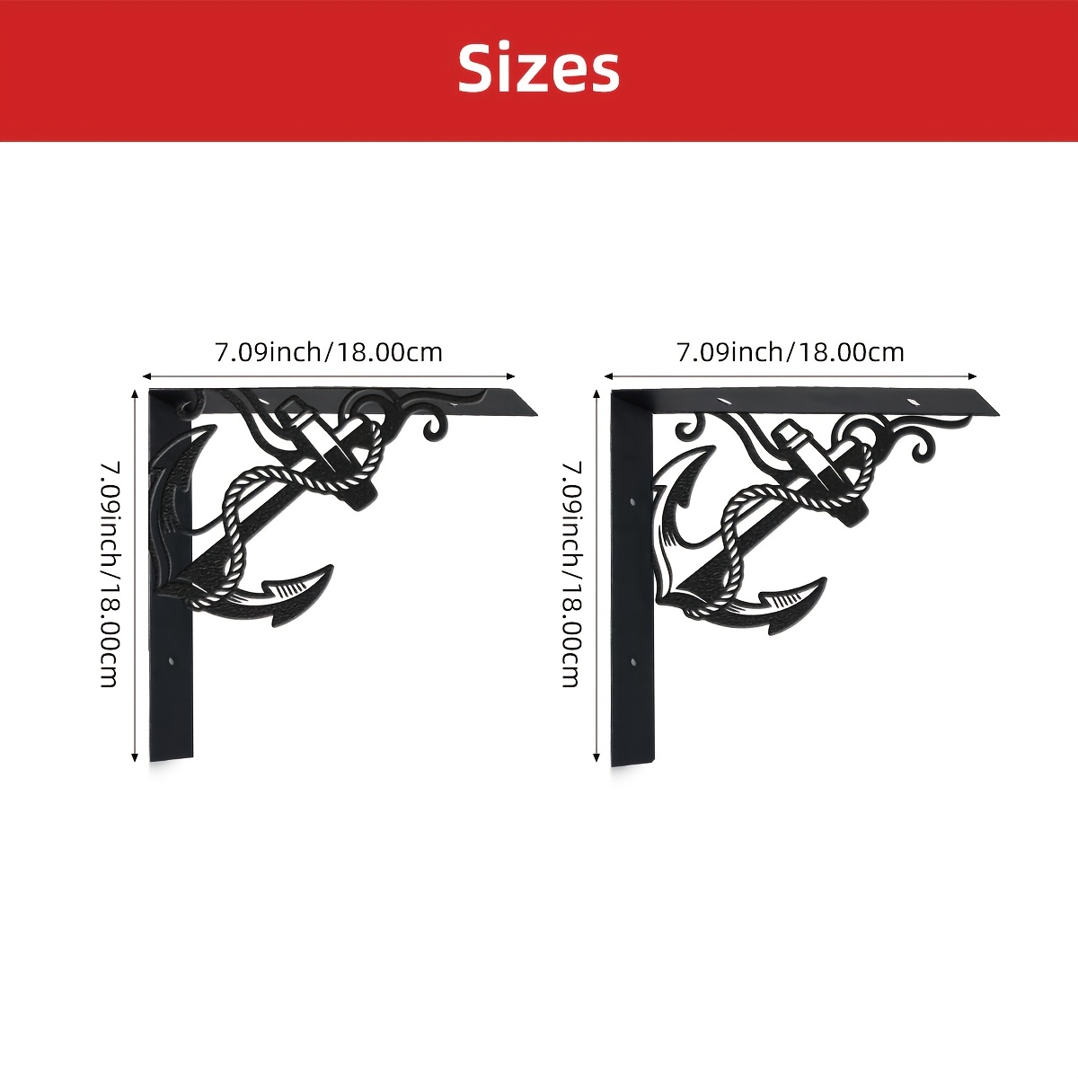 TEMU 2pcs Metal Anchor-shaped L-shaped Shelf, Perfect For Displaying Plants, Flowers, Towels, And Other Items; Wall-mounted Design; A Decorative And