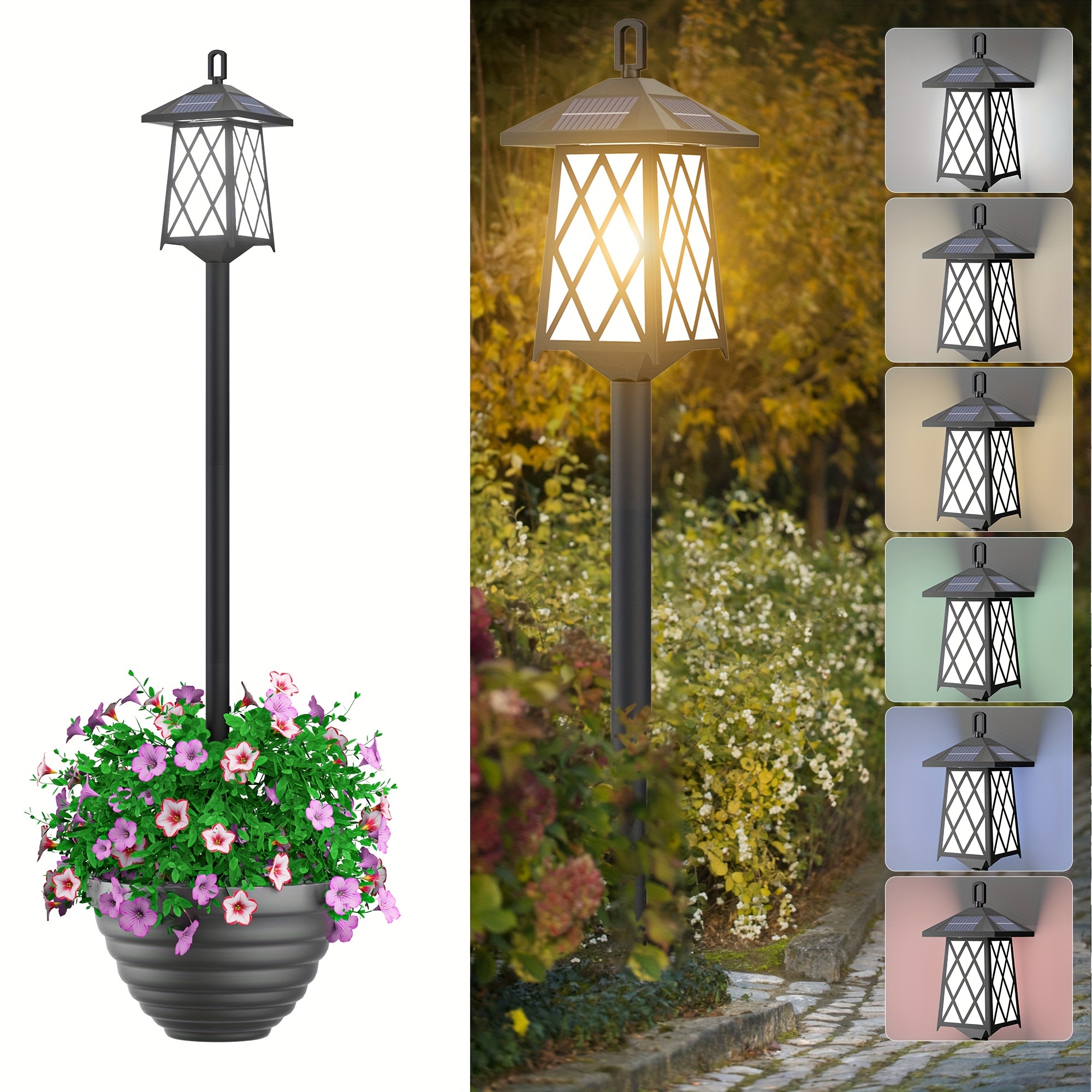 

67" Solar Lamp Post Light 3500lm 3000k-5000k Dimmable And Rgb 9 Colors Outdoor Post Lights Solar Powered Pole Lights Outdoor Decorative Floor Lamp With Remote For Garden Pathway