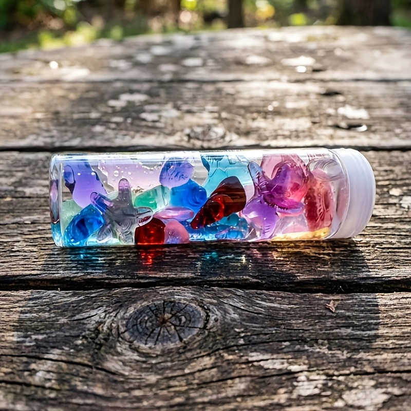 Multi-Coloured Reusable Clear Transparent Sensory Bottles with Round Cap Lids