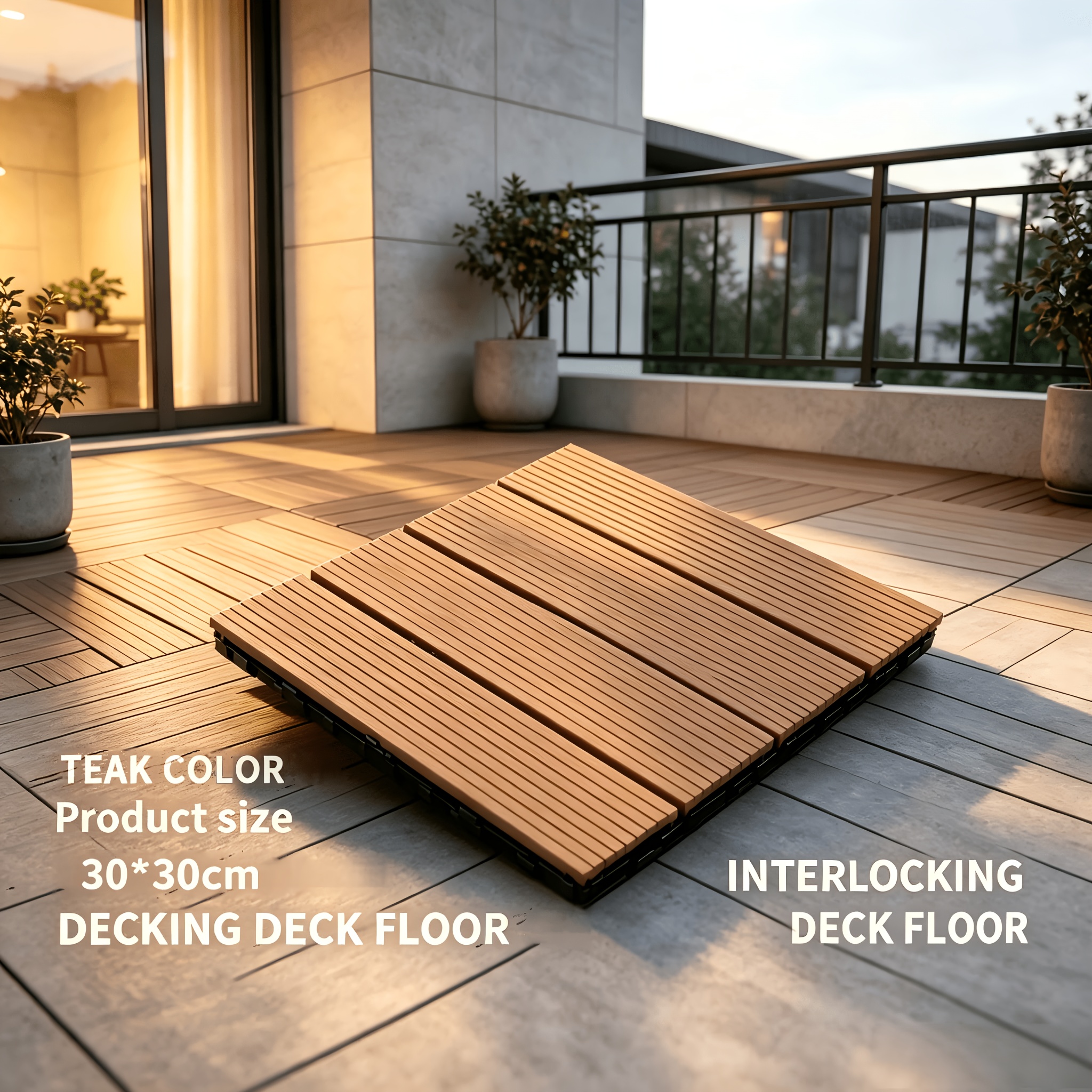 Image of Interlocking Wooden Floor Tiles For Garden And Greenhouse Floors - Easy-to-assemble Decorative Tiles (size 30x30x2.5cm), Suitable For Paving Gardens, Patios, , And Pool Surroundings