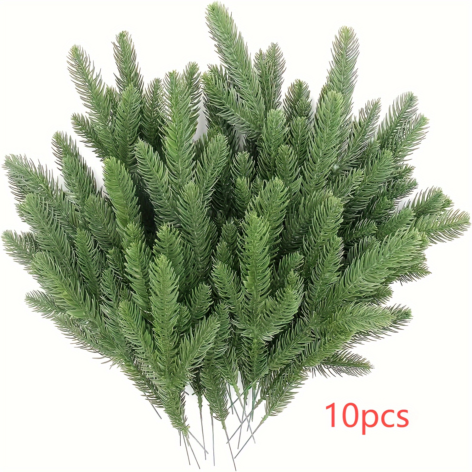 TEMU 10/20pcs Artificial Pine Branches, Faux Green Plant Pine Needles, Diy Wreaths For Winter Decor, Christmas And Home Garden Decoration Accessories