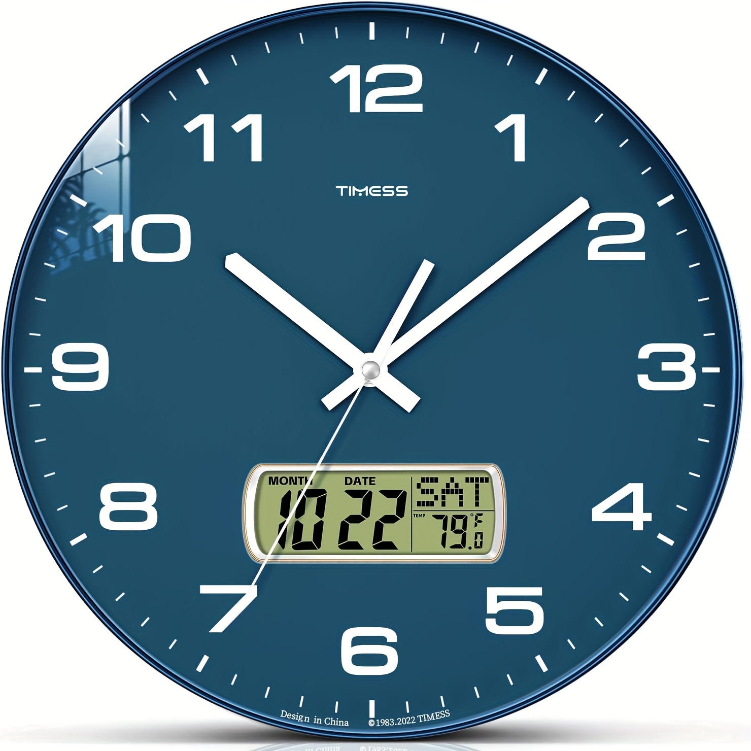   kalenderanzeige   wanduhr, 12/14 zoll 2-farbiges großzifferblatt leise, zeigt   kalender  -temperatur an, dekoration für schlafzimmer, büro, schule