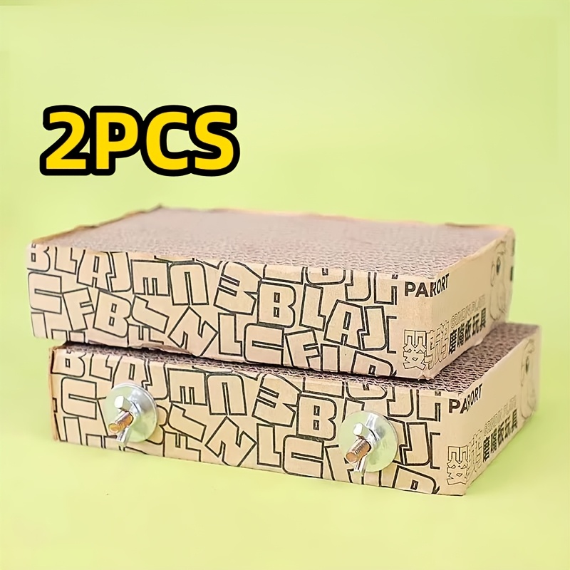 TEMU [pack Of 2] Cardboard Parrot Chewing Toys, Cockatiel And Budgerigar Beak Grinding Perches, Anti-plumping And Anti-boring Toys, Essential Chewing