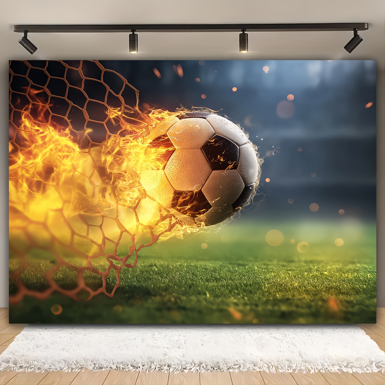 Fußball-Party-Hintergrund 2,1x1,5m – Mit Flammen & Rauch Für Mottoparty
