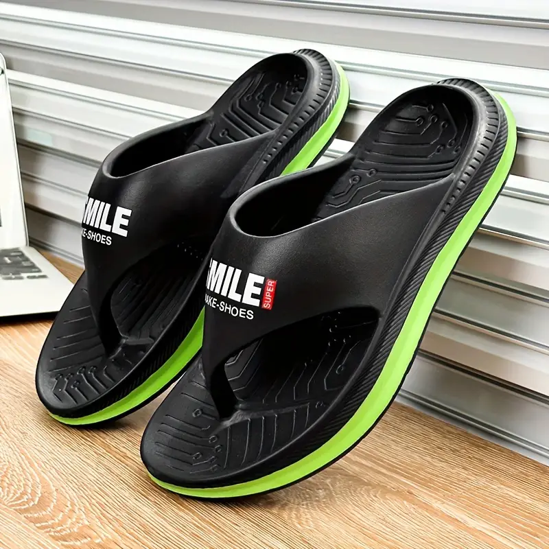 mens letter pattern flip flops non slip open toe outdoor walking beach seaside party details 4