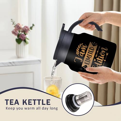 1pc of 34 ounces or 1000 milliliters insulated a double walled coffee pot stainless steel tea kettle with a handle and lid ideal for family and friend birthday celebrations christmas gifts