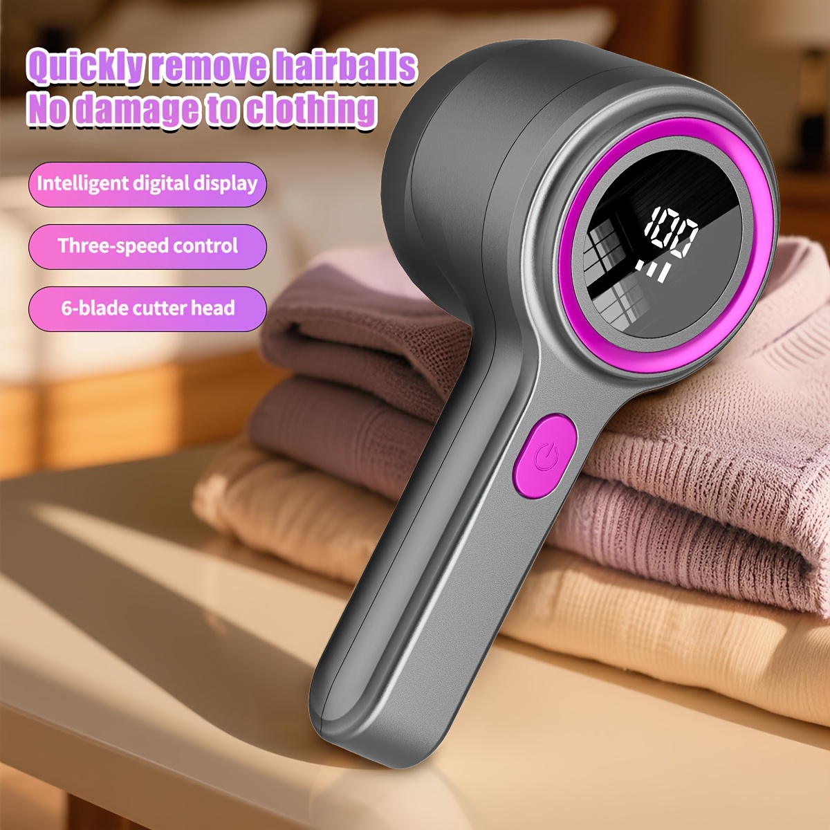 Image of The 2025 Upgraded Portable Multifunctional Lint Remover Features Usb-c Fast Charging, Fabric Shaver, And A Powerful Motor With An Led Display. Suitable For Clothing, Bedding, Carpets, And Sofas