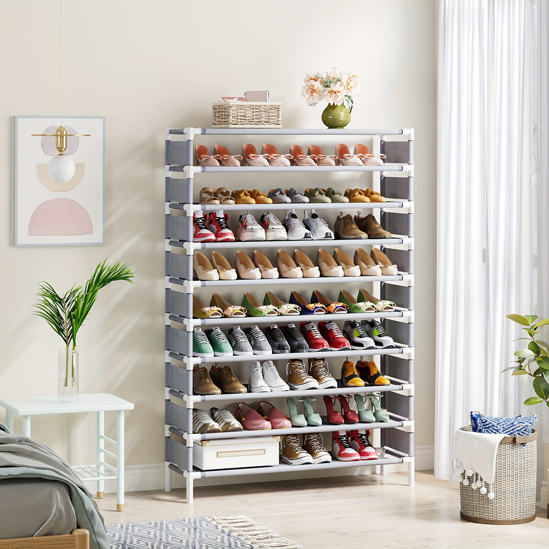 10 tier shoe rack high capacity organizer 50 pairs Temu