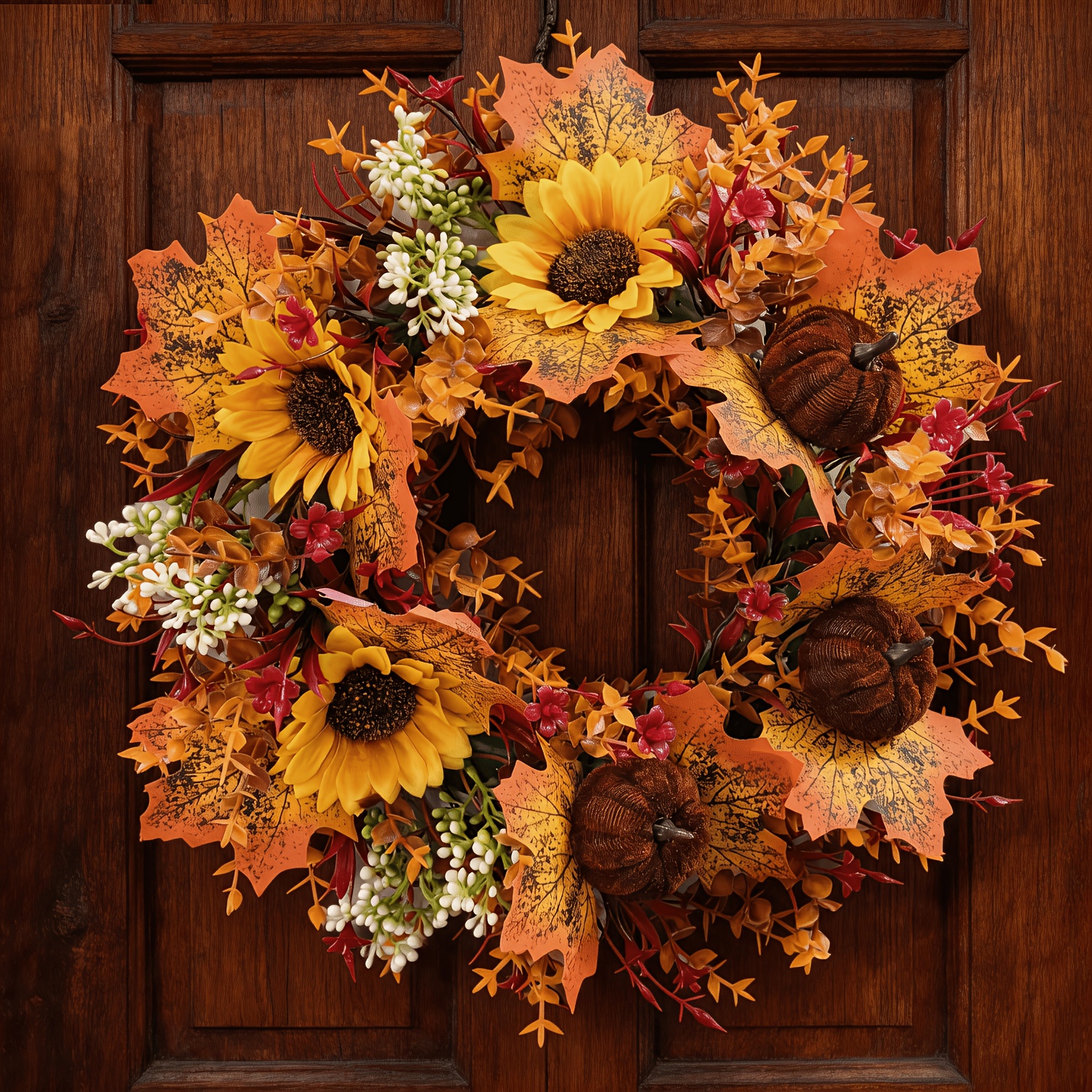 TEMU 1pc Orange Red Garland, Fall Thanksgiving Halloween Decorative Garland, Home, Outdoor, Party, Wall, Fireplace, Door Decorative Garland