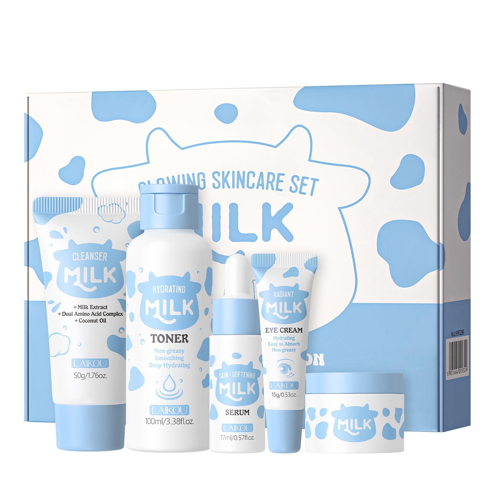 LAIKOU Sakura and Milk Skincare Gift Set, 5-Piece Routine