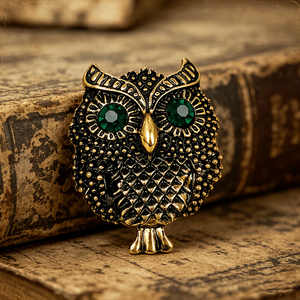 TEMU Broche de vintage, con artesanía desgastada con cristales artificiales profundos, con texturas de plumas realistas y dinámicas. de llevar y