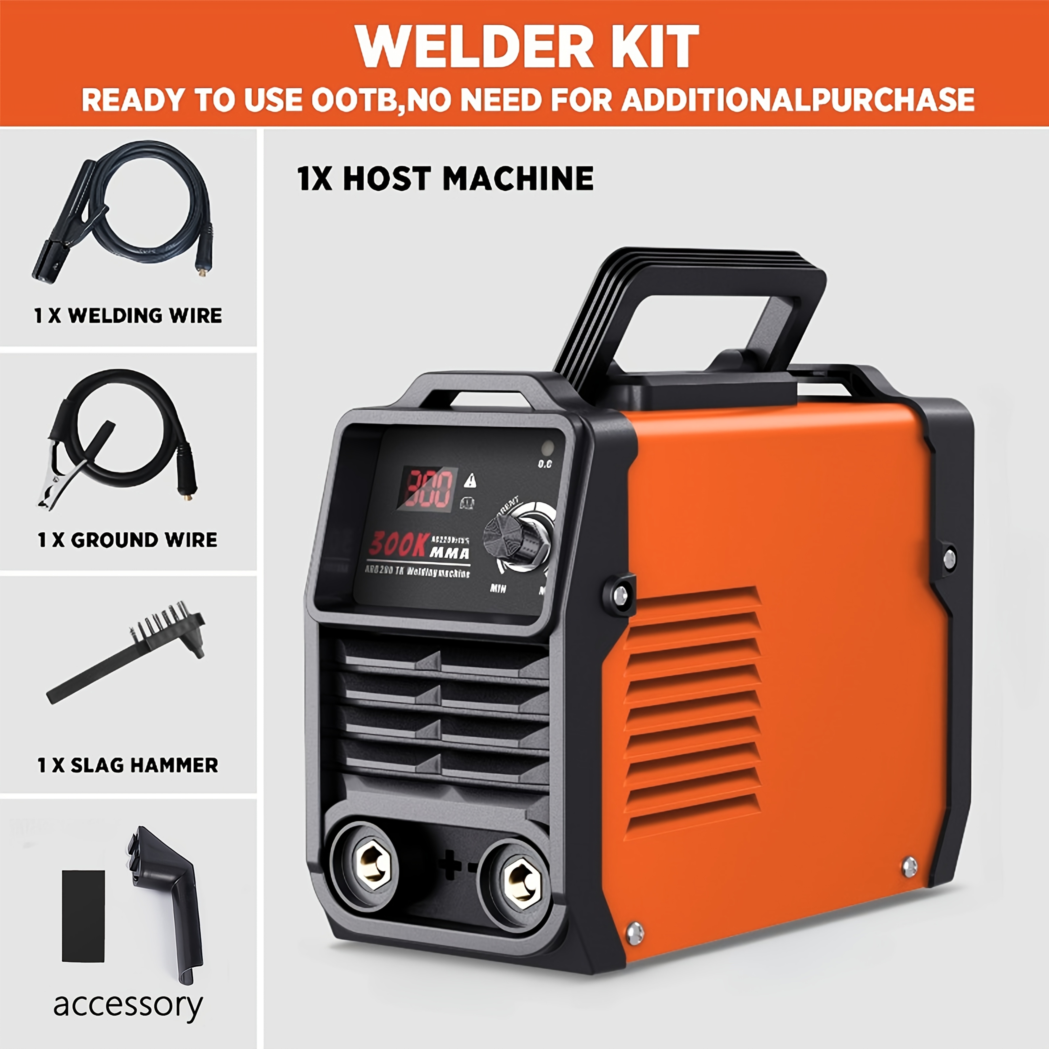 TEMU 220V MMA Schweißmaschine Oranges Set, IGBT Inverter Tragbare Schweißmaschine, Geeignet für 2.5-3.2Mm Schweißstäbe, Schweißstahlrohre,