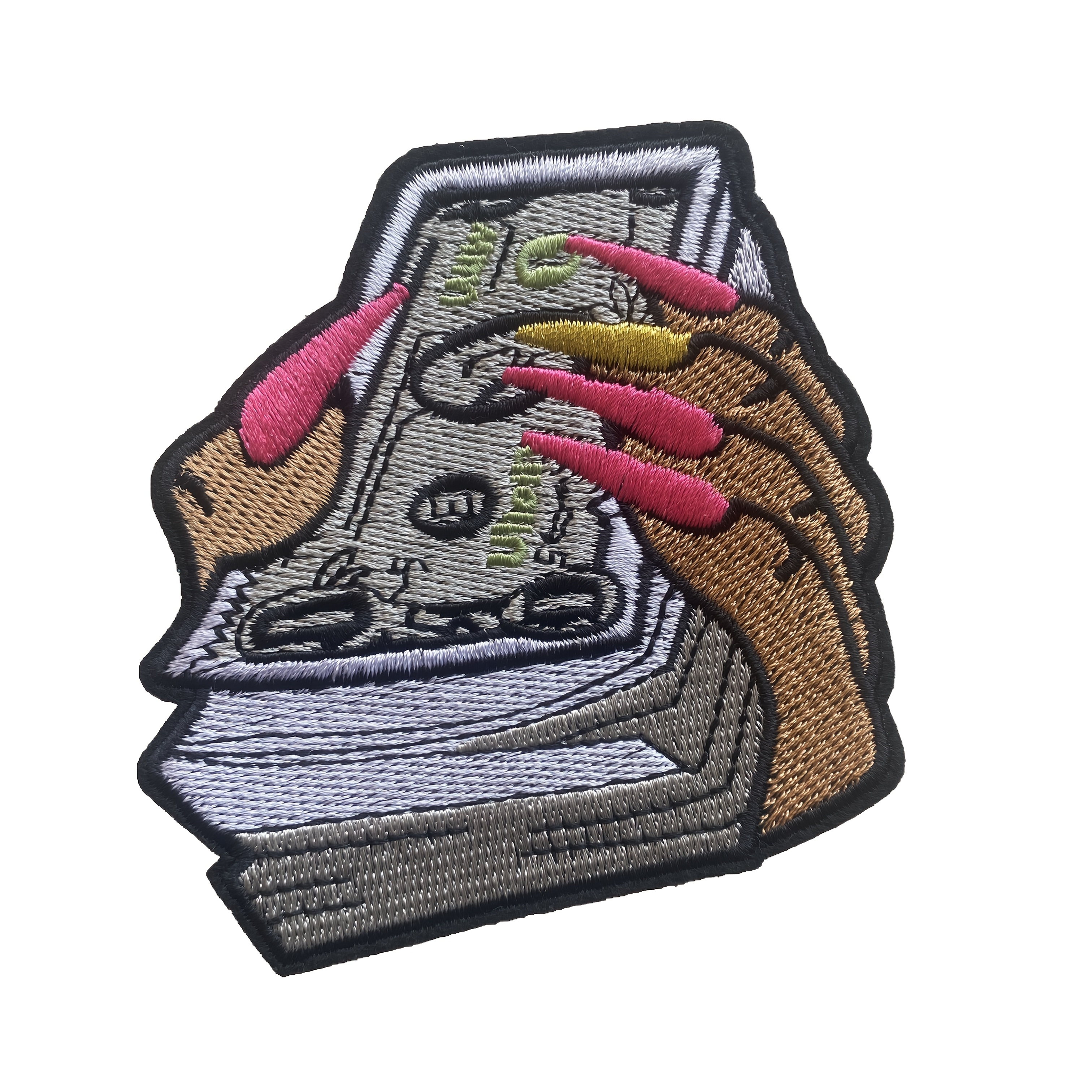 

1pc/2pcs Embroidered Money Patch, Cartoon Novelty Lady Hand Holding Dollar Design, Iron-on Decorative Patch For Clothing, White/red