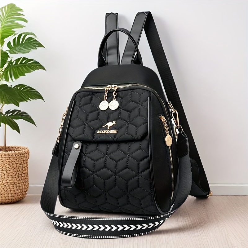 mochila oxford mujer tela negra elegante correas ajustables Temu