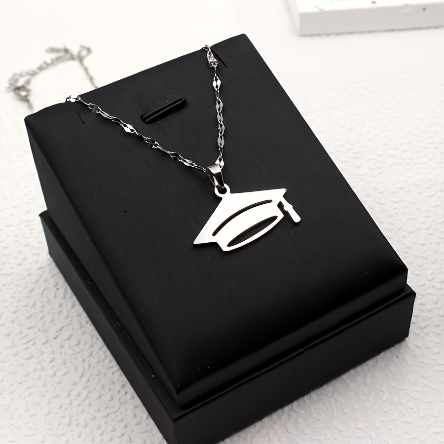 TEMU A Stylish And Elegant Stainless Steel Graduation Pendant Necklace, During Graduation And Back-to-school