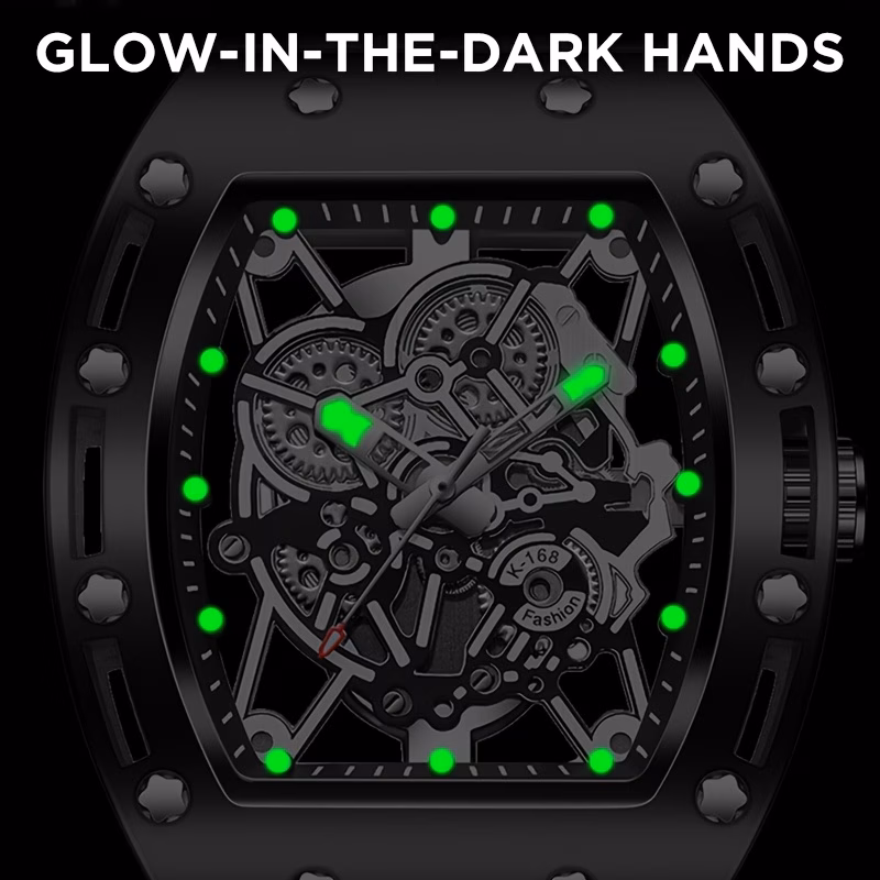 mens sporty fashion quartz watch trendy hip hop style with large dial gear design fashionable and trendy luminous display shaped silicone mens watch electronic quartz movement ideal gift for friends suitable for business or casual Product details 1