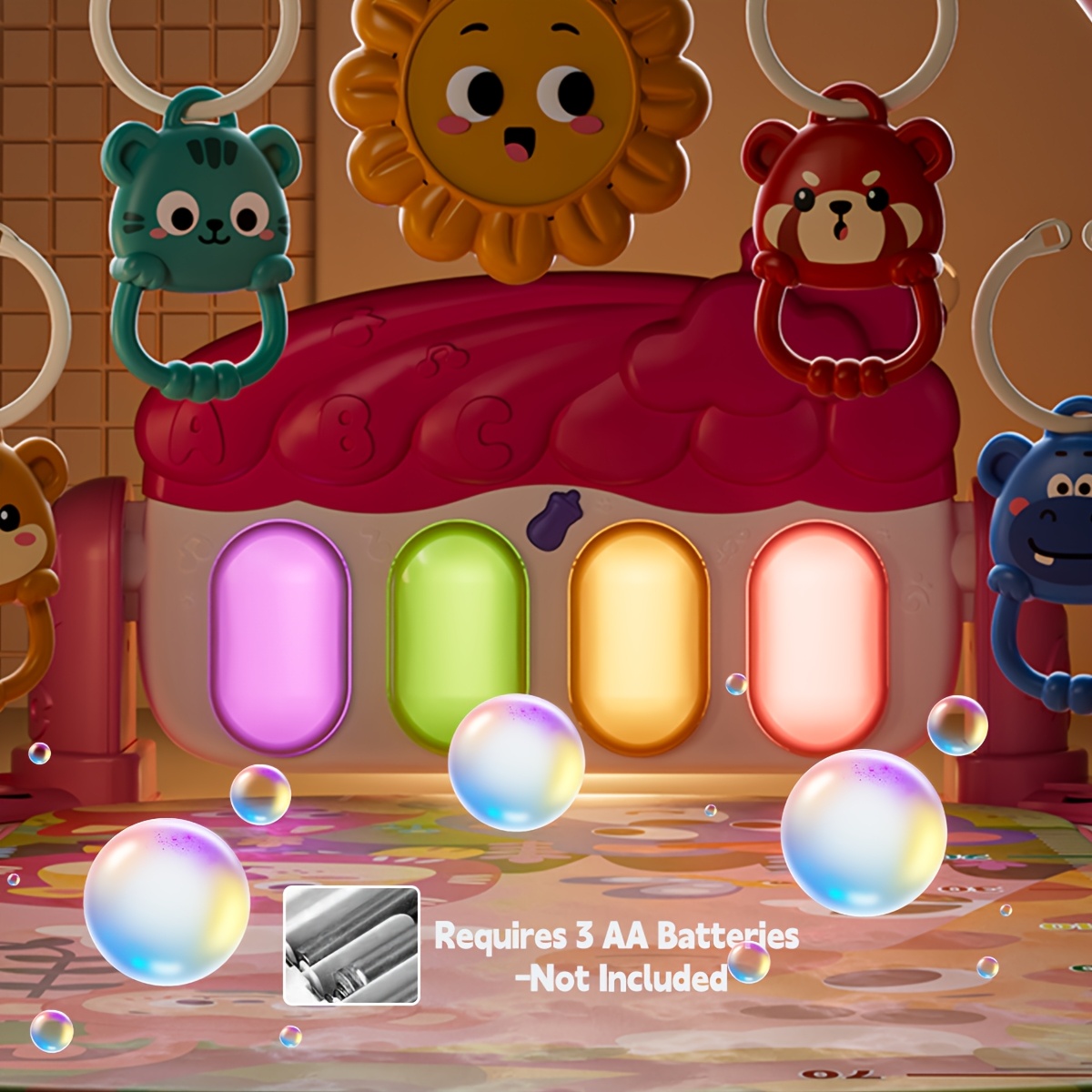 5 in 1 multifunctional baby activity center with musical piano keys sensory toys adjustable reclining seat padded tummy time mat for newborns toddlers pink green easy assembly baby bouncy seat toddler play area     padded surface easy assembly setup infant play gym colorful activity mat nontoxic materials infant activity gym parents of babies Product details 3