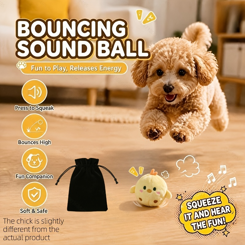TEMU 2pcs Set ( And Storage Bag) Pet Interactive Bouncing Sound Toy Ball, Play And Entertainment Toy For Dogs And Cats, Pet- Colors, Sounding To Dogs