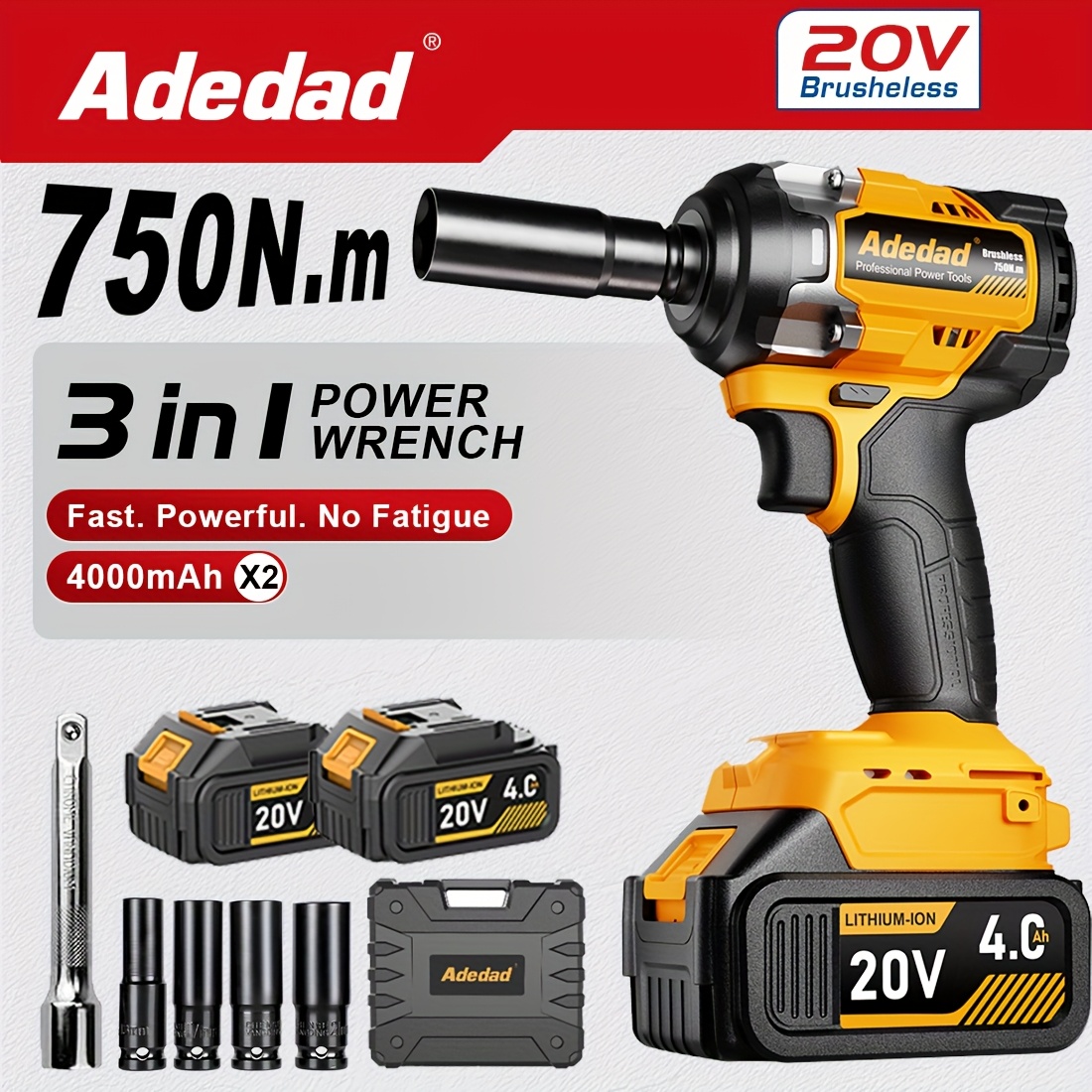cordless impact wrench 800nm (590 ft-lbs) 21v brushless impact gun