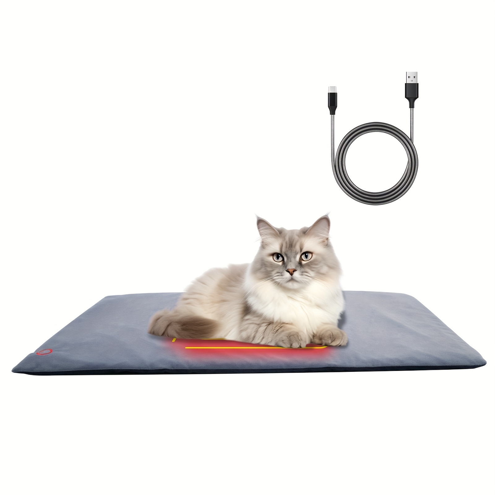 

Pressure Activated Heated Pet Pad, 5v2a Usb Electric Pad With Chew Resistant Cord, Adjustable Temperature, Waterproof & Washable Heated Dog And Cat Bed, 28 X 16
