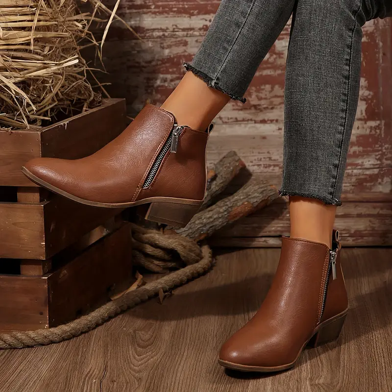 womens fashionable low heel ankle booties zipper closure - Temu womens fashionable low heel ankle booties zipper closure - Temu