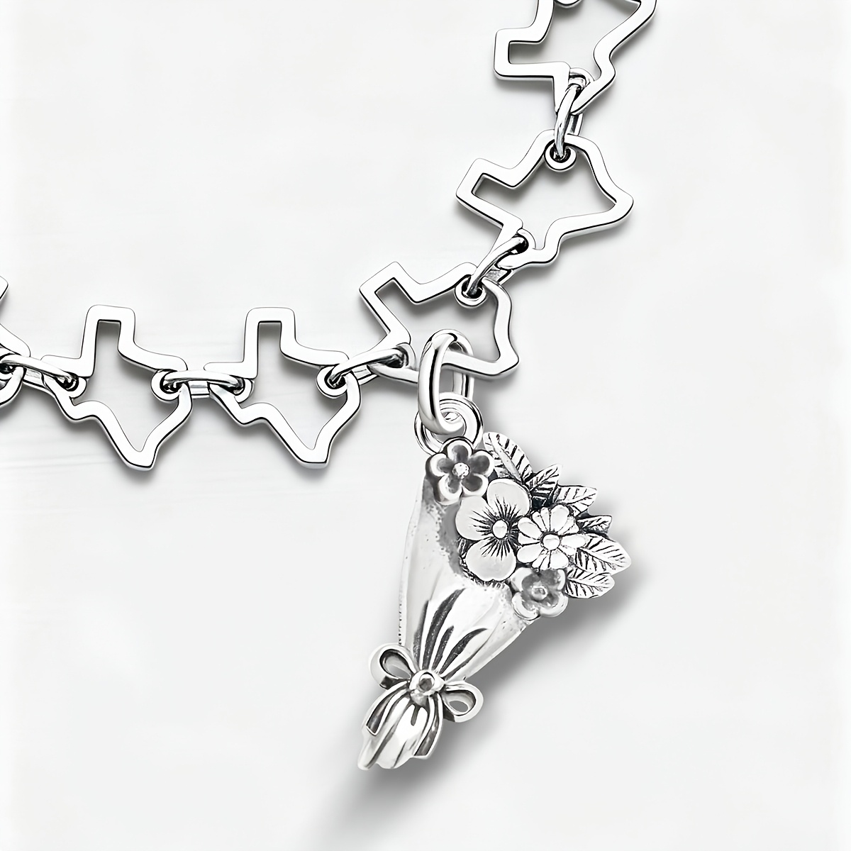Women's 925 Silver Bouquet DIY Vintage Pendant, Gift for Her