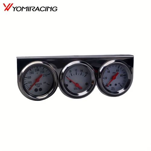 new model mechanical triple meter combination instrument chrome plated silver white face instrument 8 16 150 270 water temperature 0 100psi oil pressure without battery