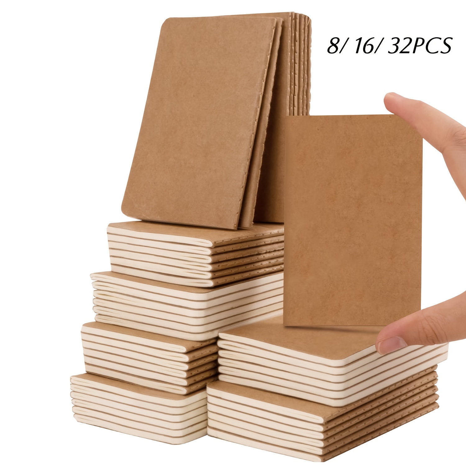 8 16 32pcs pocket notebook mini diary 2 5 x 4 brown paper mini notepad bulk soft cover journal memo book for students travel school