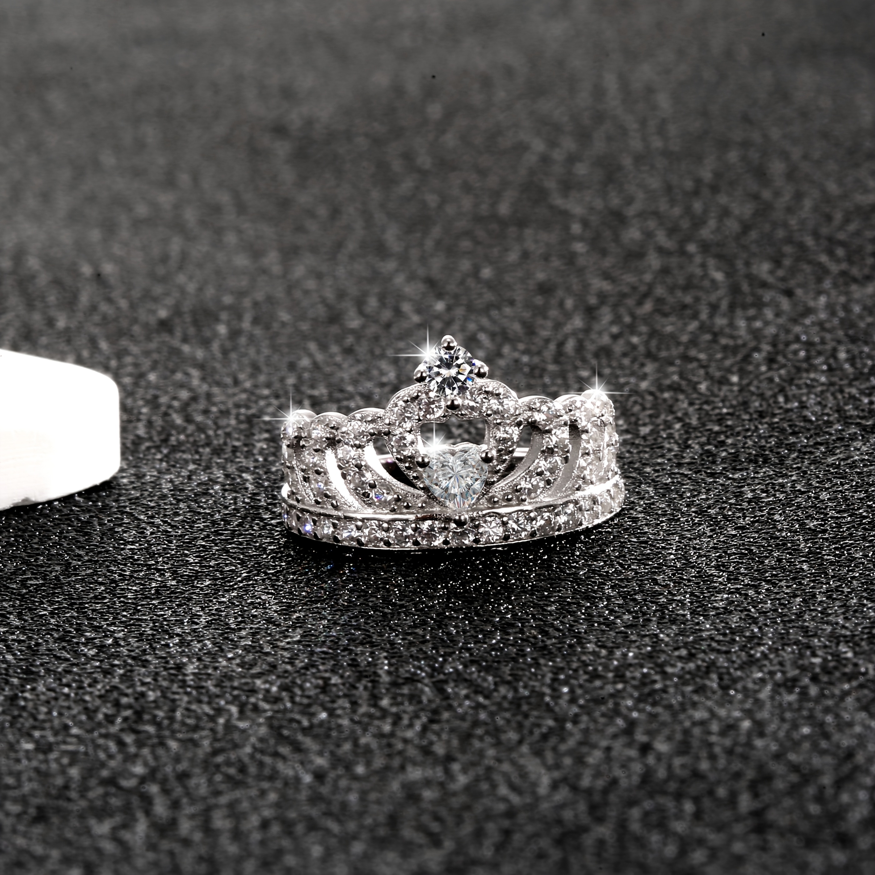 S925 Silver Princess Crown Ring with Cubic Zirconia