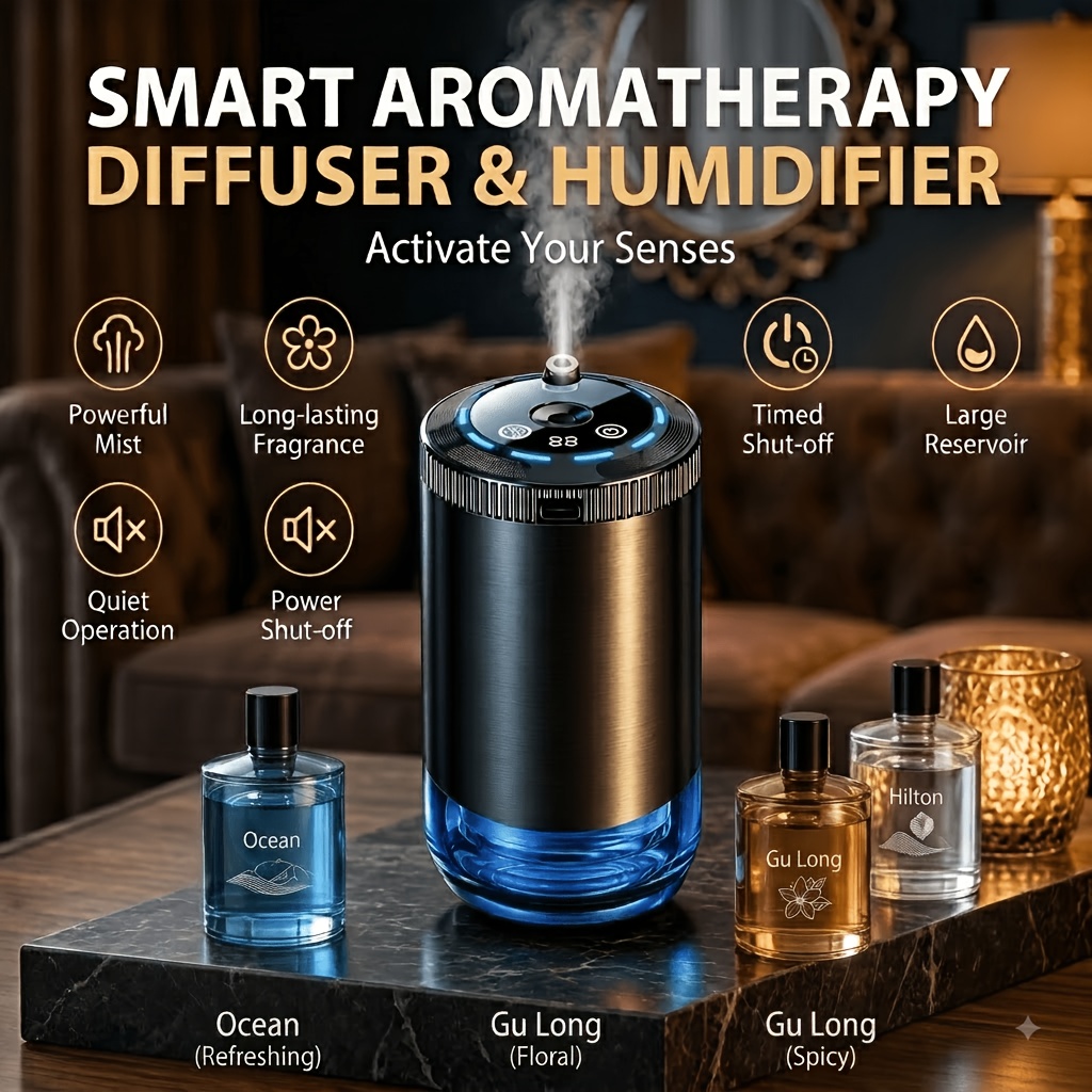 TEMU 4pcs Set-smart Car Diffuser-includes 3 Bottles (1.69oz) Of Essential Oil; Car Fragrance & Air Freshener; ; Long-; Ideal Gift For Valentine's Day