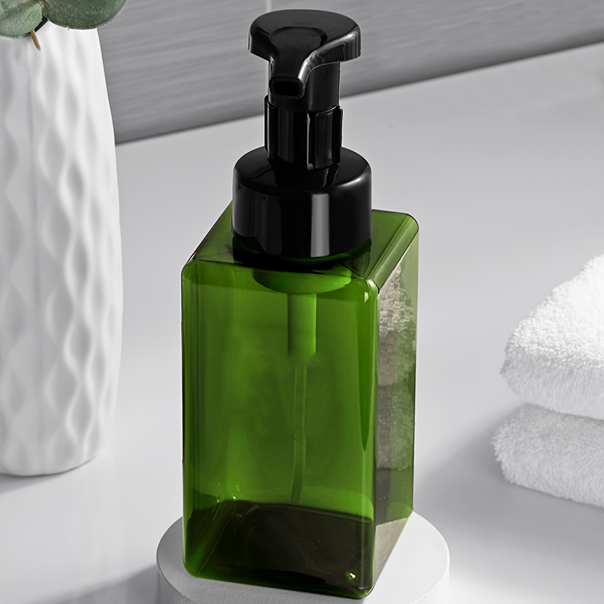 

1pc 450ml Foaming Soap Dispenser, Refillable Pump Bottle For Face Wash And Shampoo, Bathroom Countertop Accessories